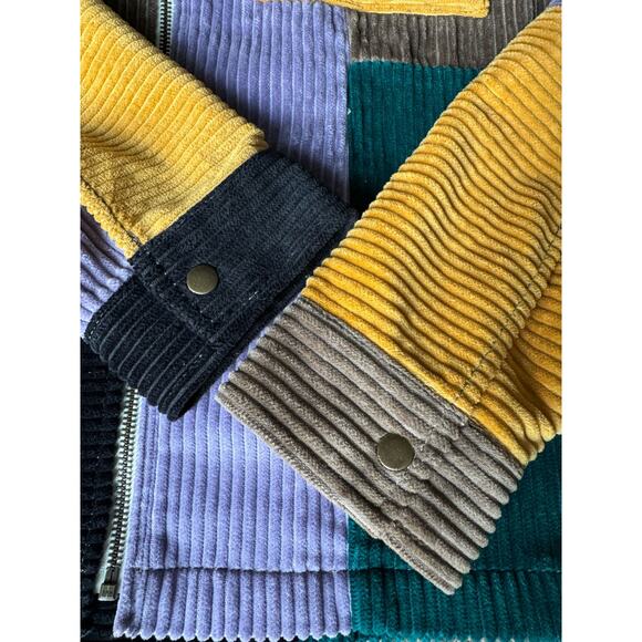 Urban outfitters UO Ryder Blocked Corduroy Zip Shirt jacket patchwork size MED - Picture 8 of 13